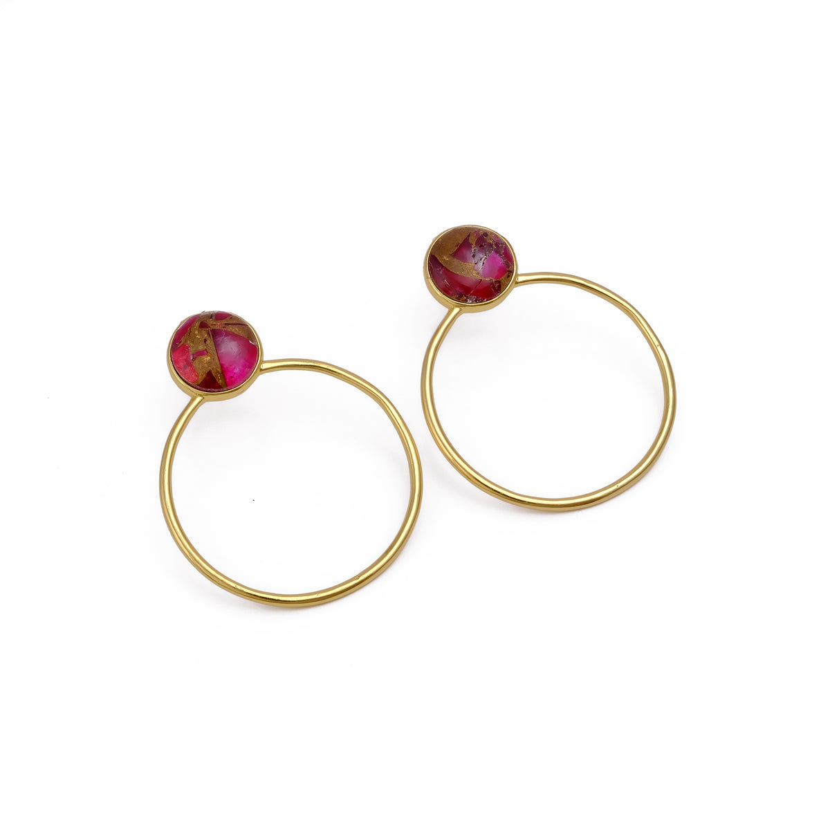 Red Mohave Turquoise Gemstone Earring Gold Plated Jewelry