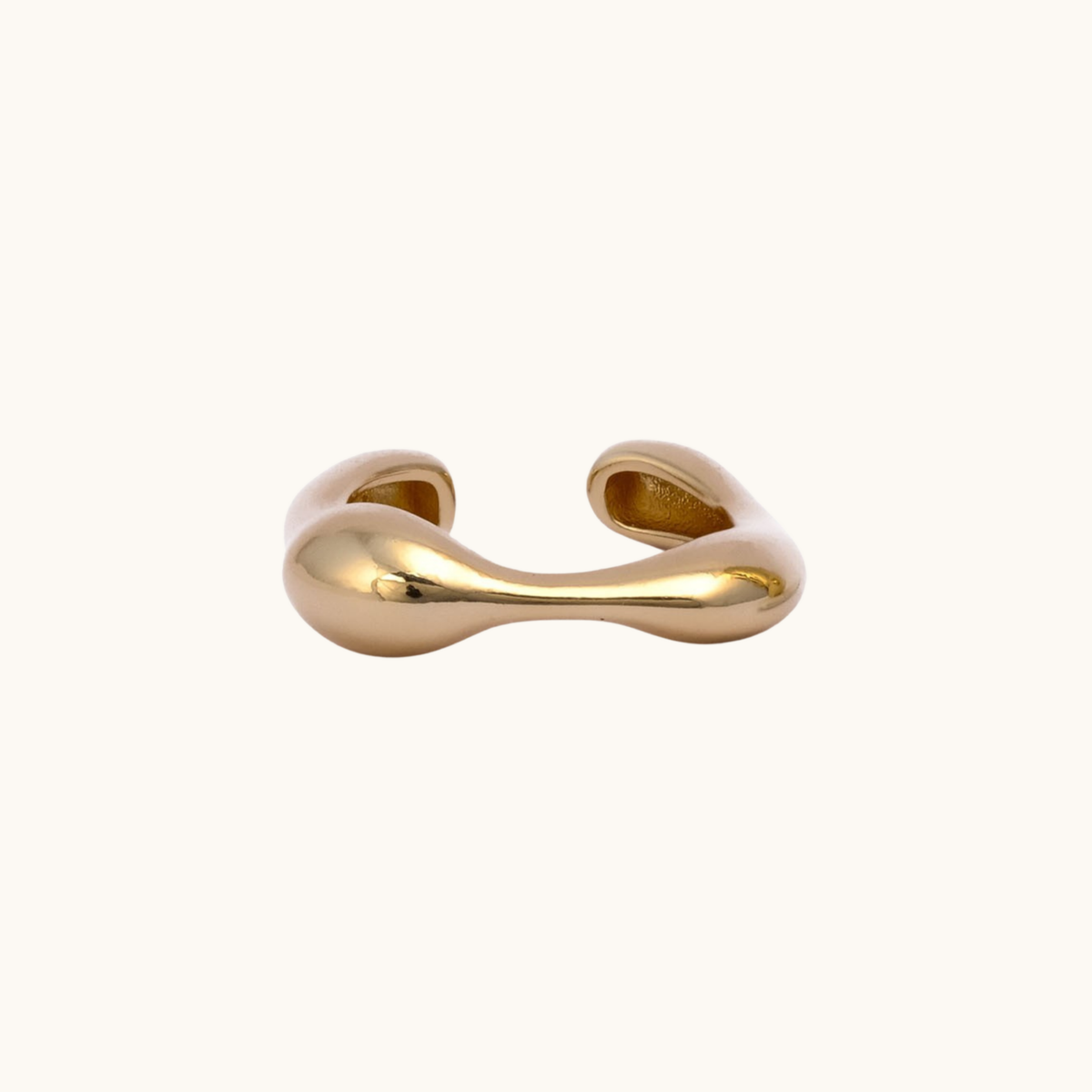 Evara sculpted curve adjustable 18K gold-plated ring by Belliora