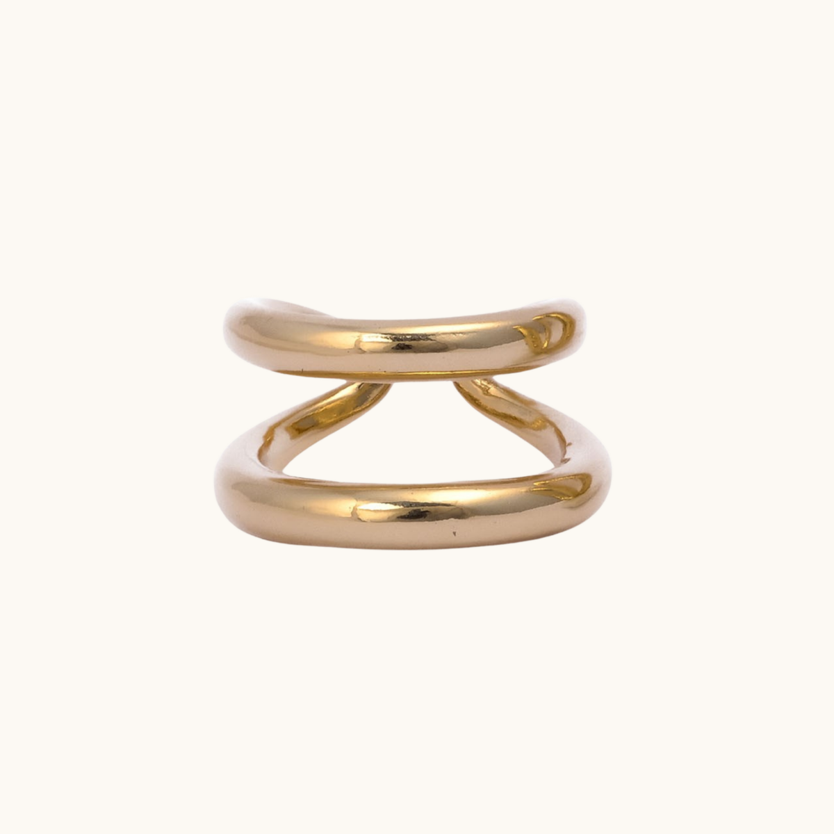 Kaia Double Band adjustable 18K gold-plated open ring by Belliora
