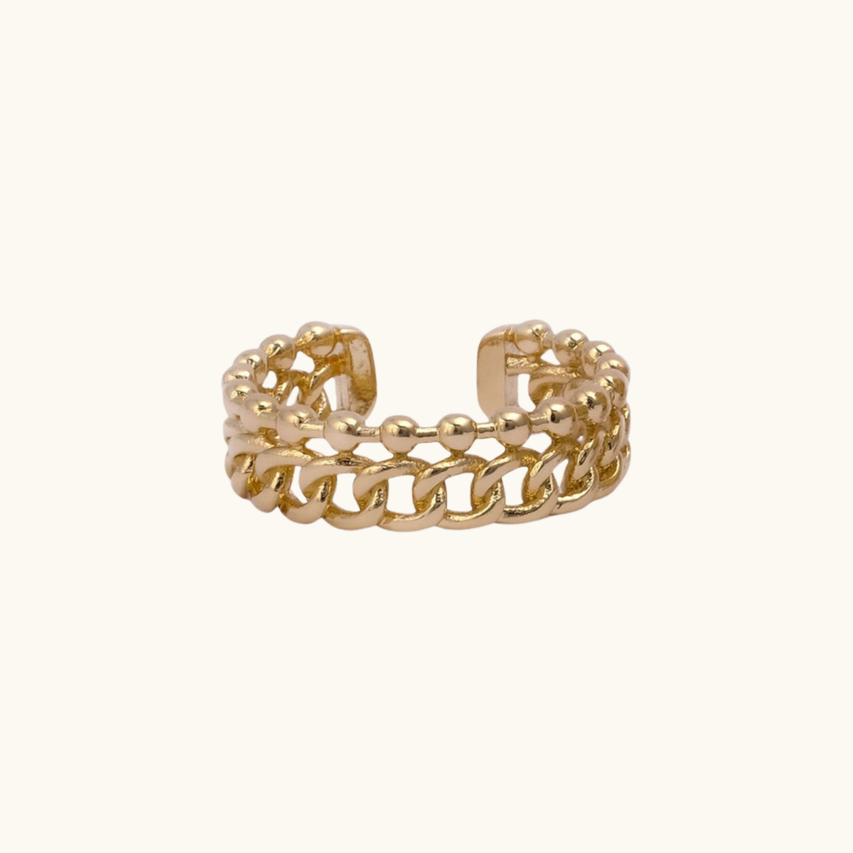 Liora Link and Bead adjustable 18K gold-plated ring by Belliora