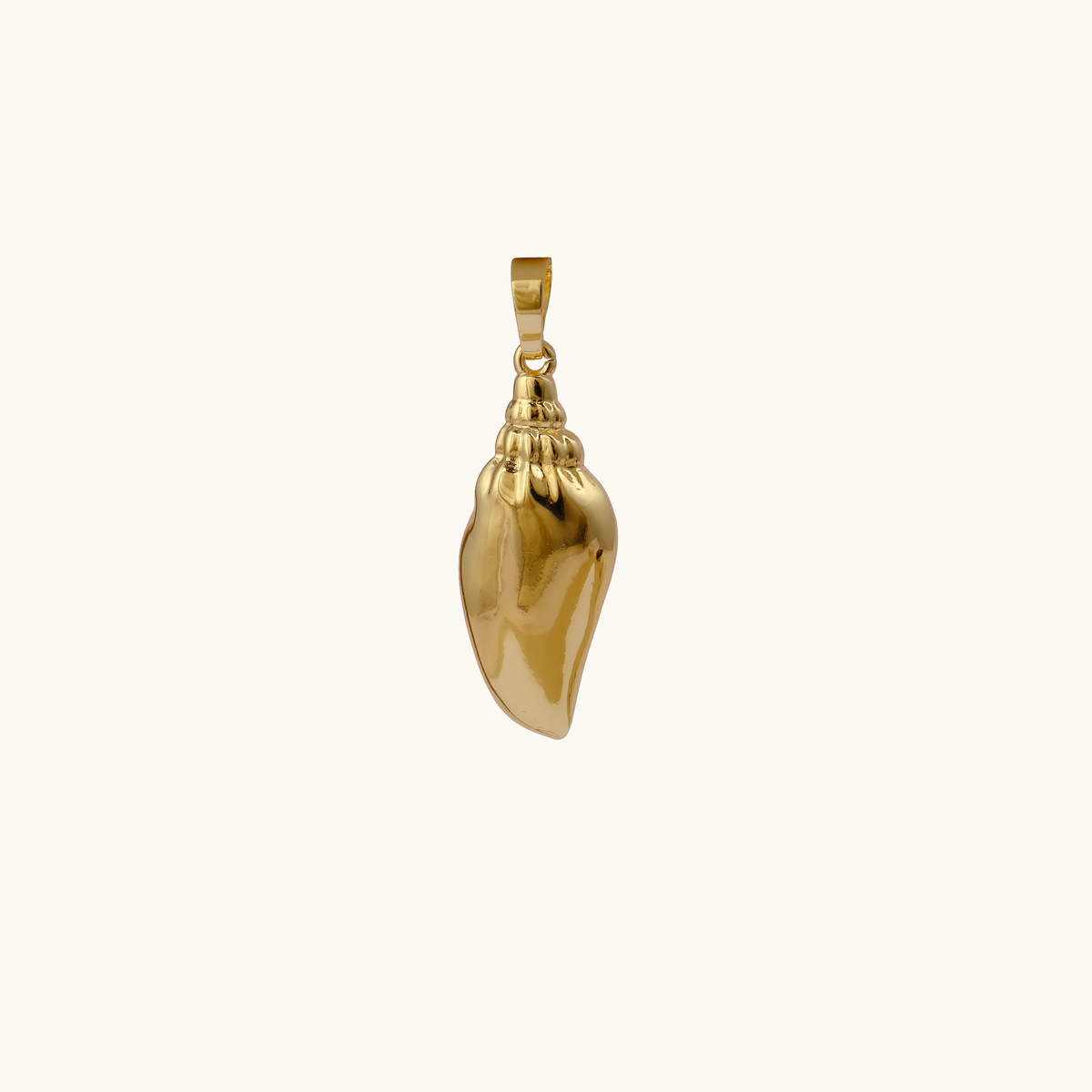 Mira 18K gold-plated sculpted seashell pendant charm by Belliora