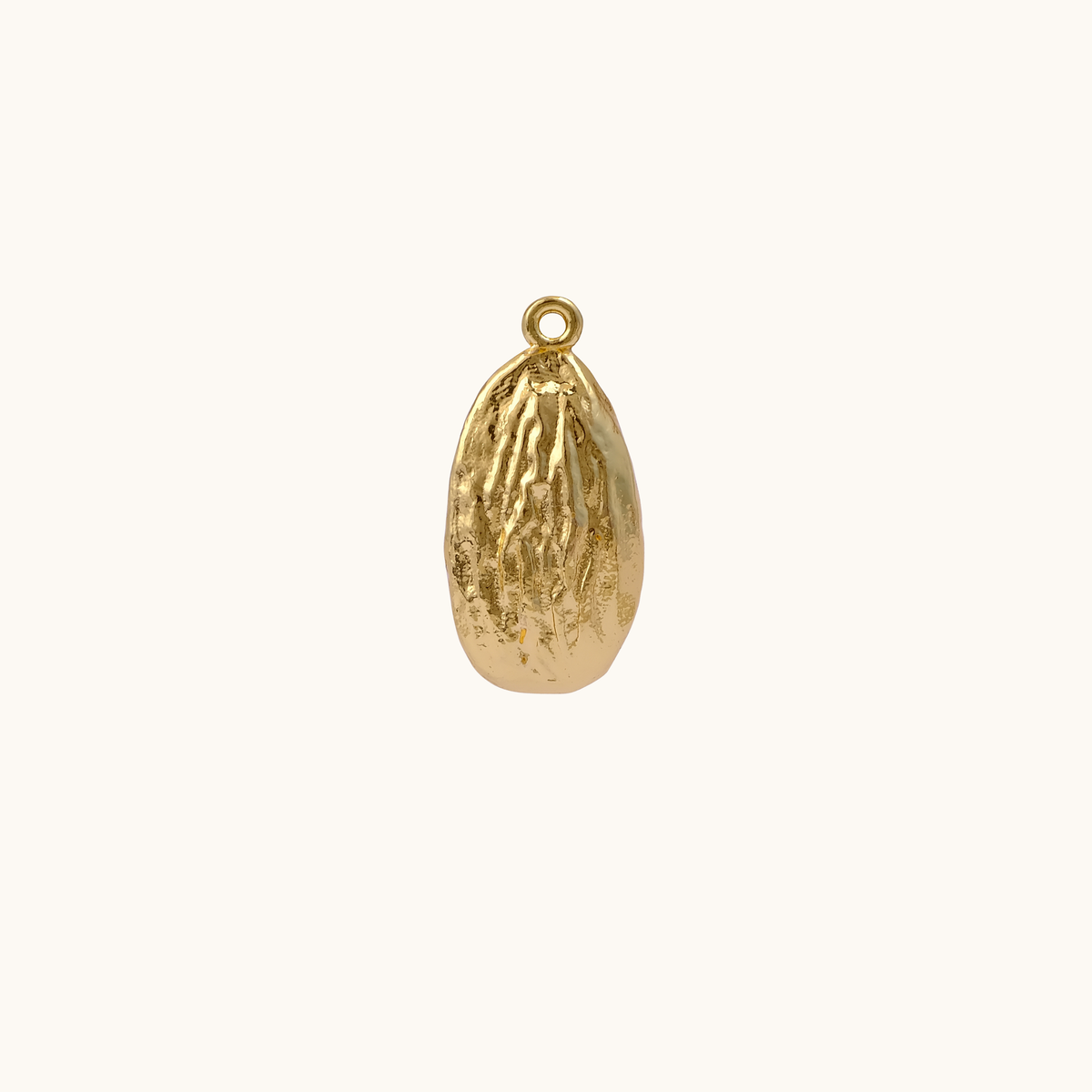 Nola 18K gold-plated textured seed pod pendant charm by Belliora