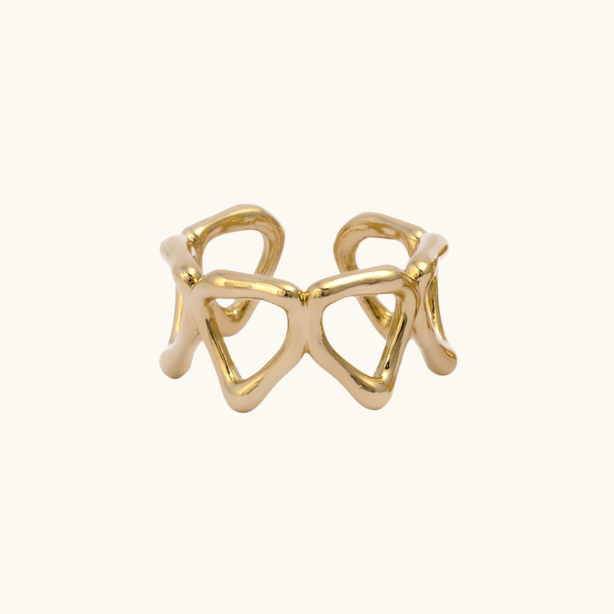 Vela Open Loop adjustable 18K gold-plated statement ring by Belliora