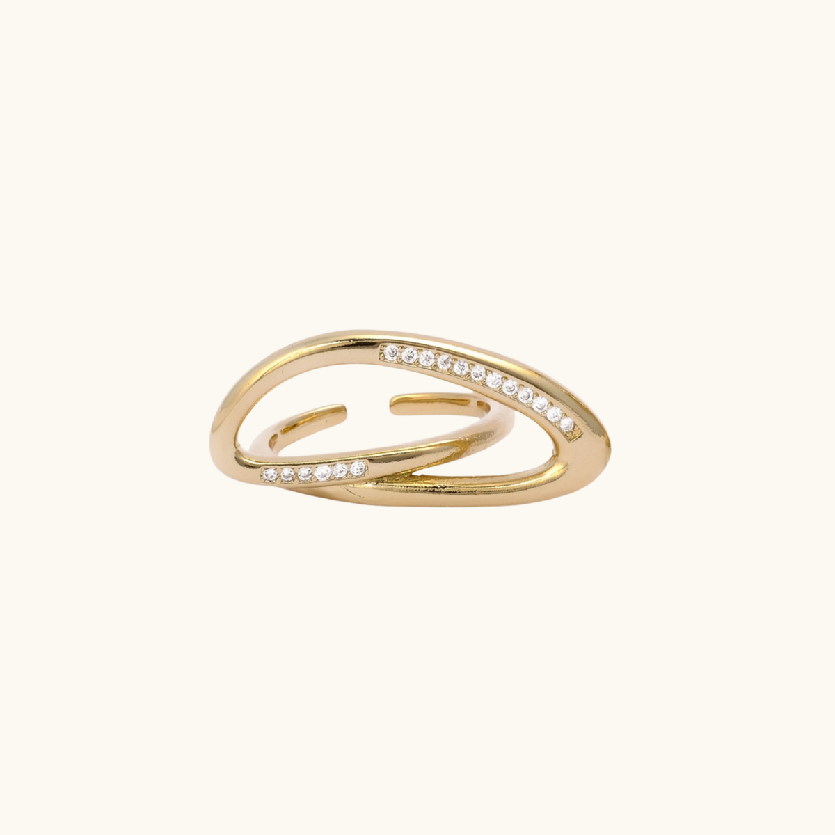 Oria Crystal Orbit Adjustable Gold Ring
