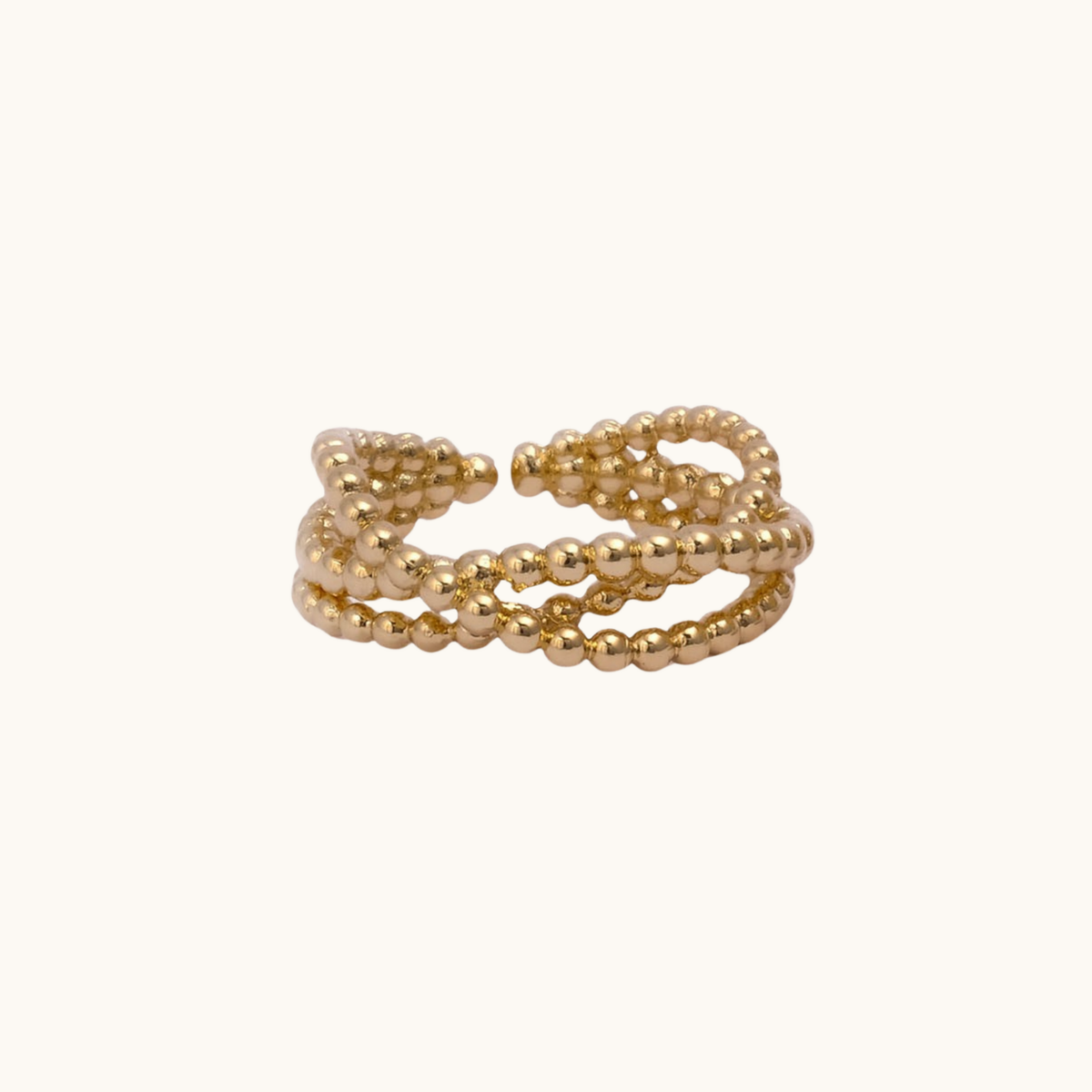 Mira Beaded adjustable 18K gold-plated layered ring by Belliora