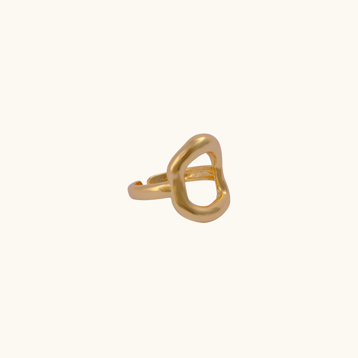 Naya sculptural open loop adjustable 18K gold-plated ring by Belliora